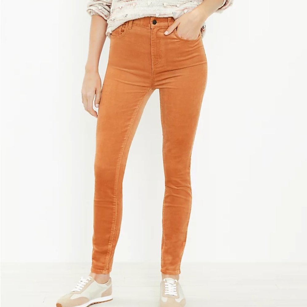NEW Loft 4 27 Sienna Tan Skinny Corduroy Jeans Pants High Rise Cozy Cottage